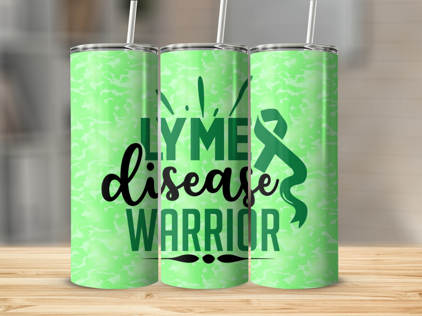 Bright Green Lyme Disease Warrior Tumbler 20oz