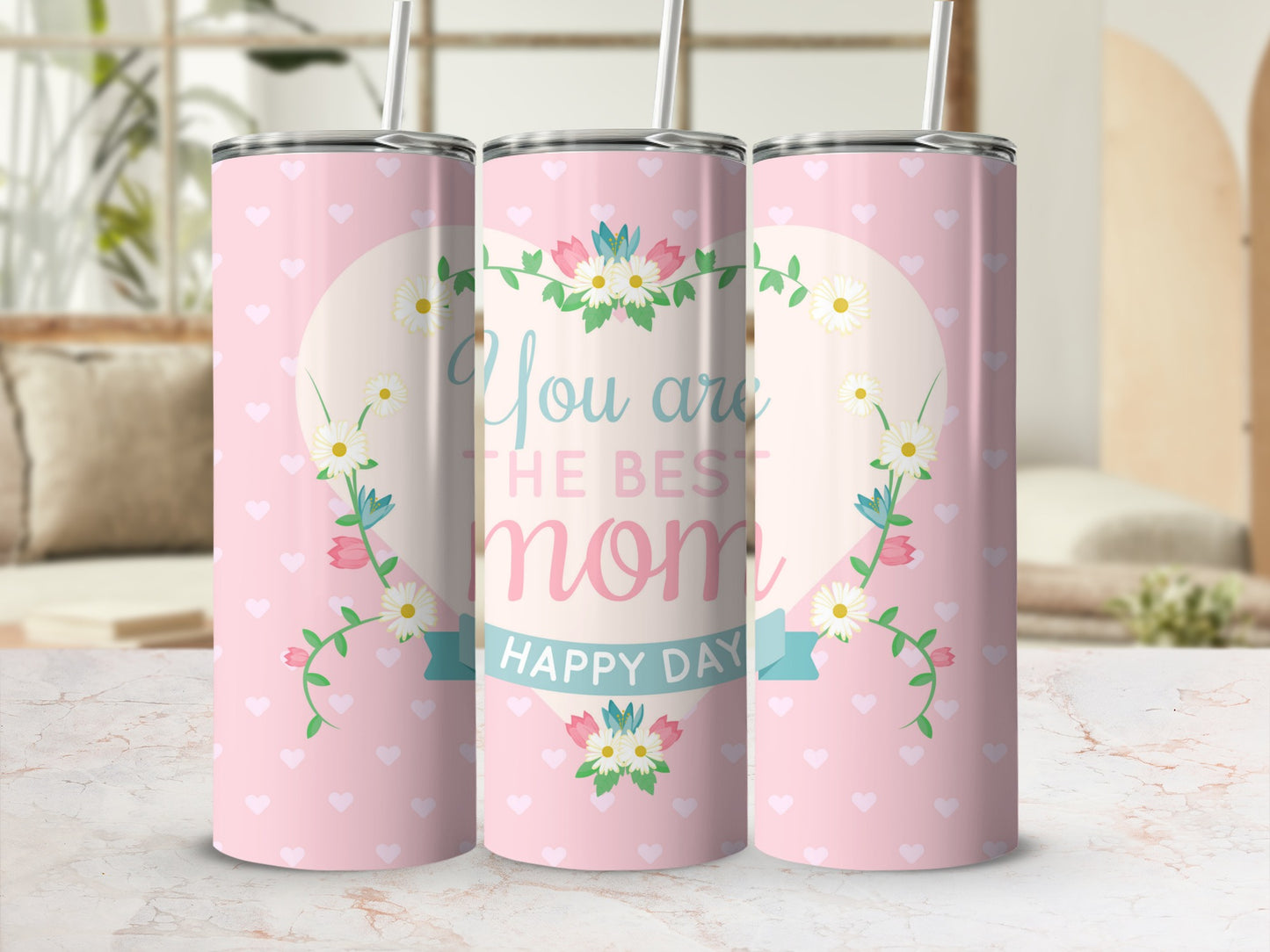 You Are the Best Mom Happy Day Floral Design Tumbler