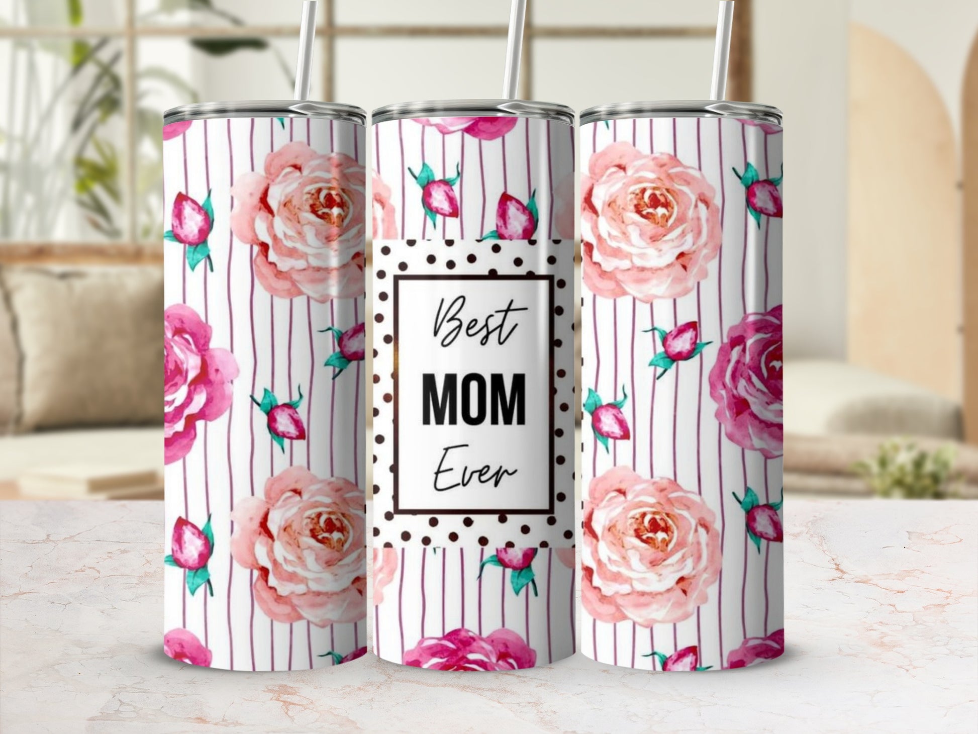 Beautiful Floral Design Best Mom Ever Tumbler