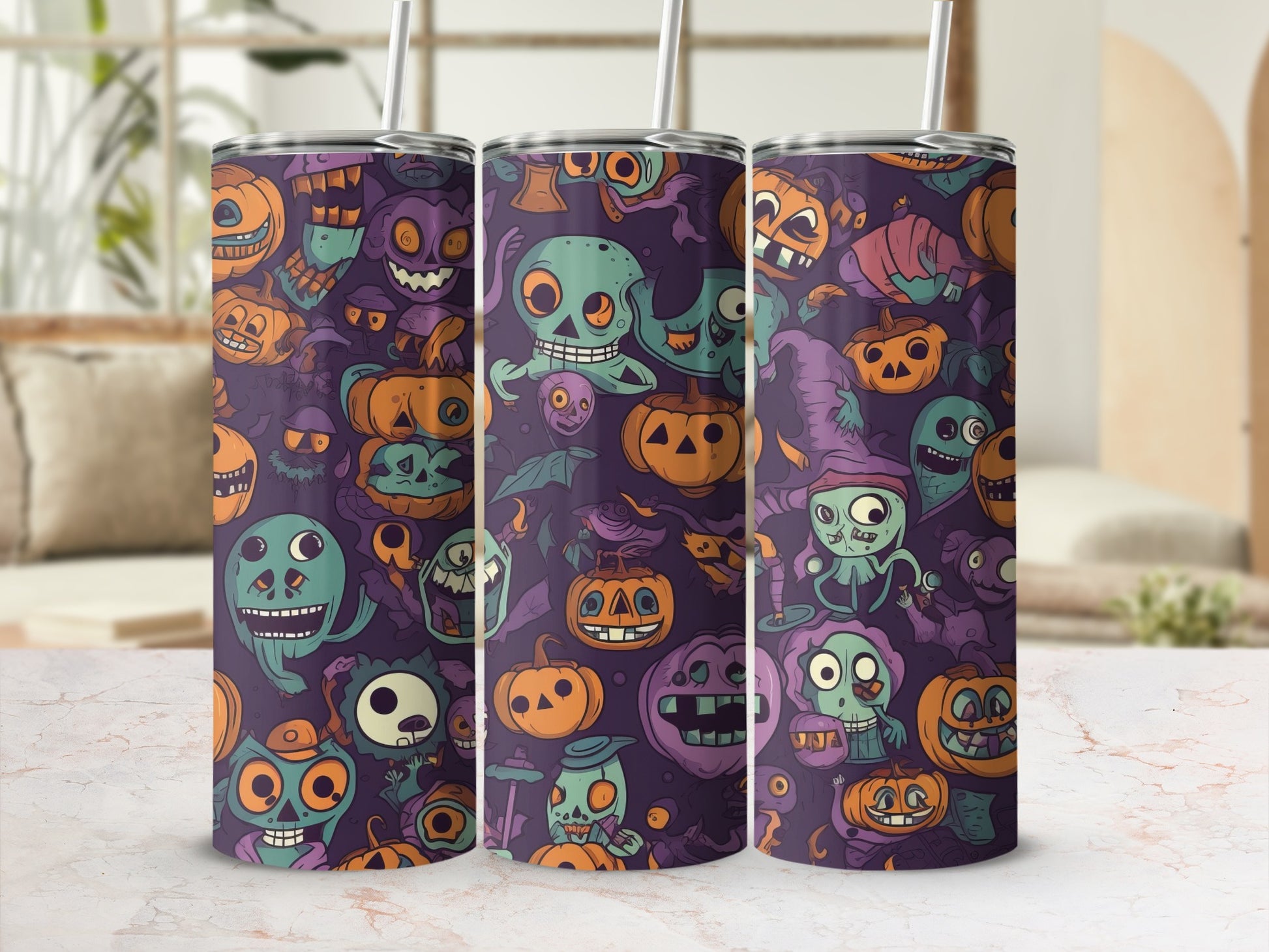 Spooky Halloween Themed Design Tumbler Cup