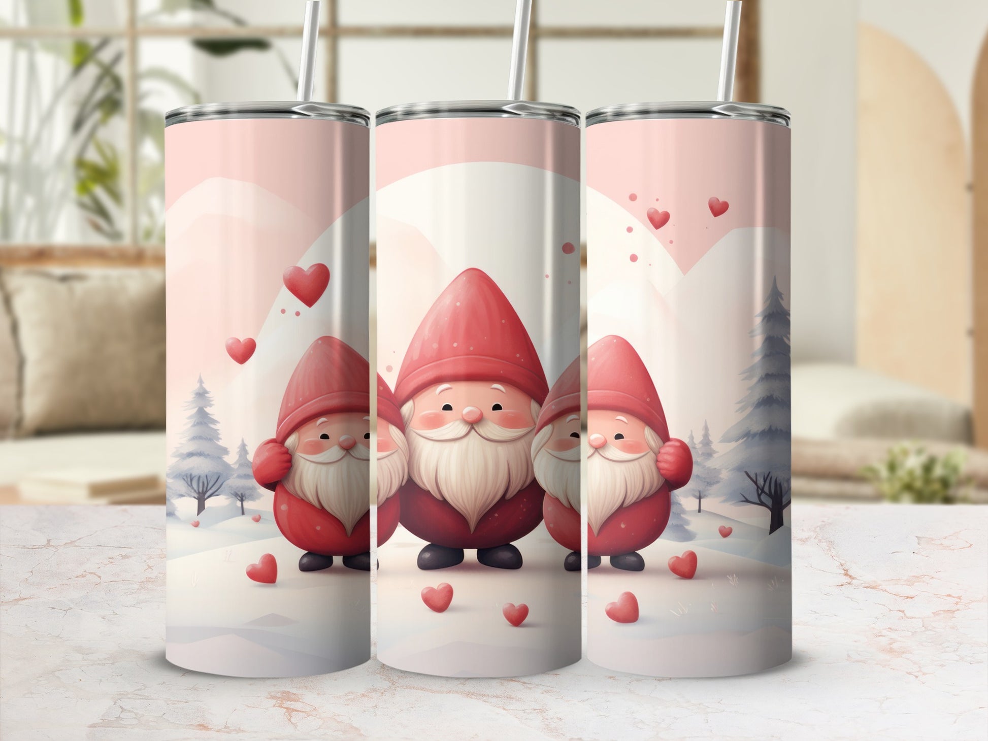 Adorable Gnome Tumbler with Cute Heart Accents