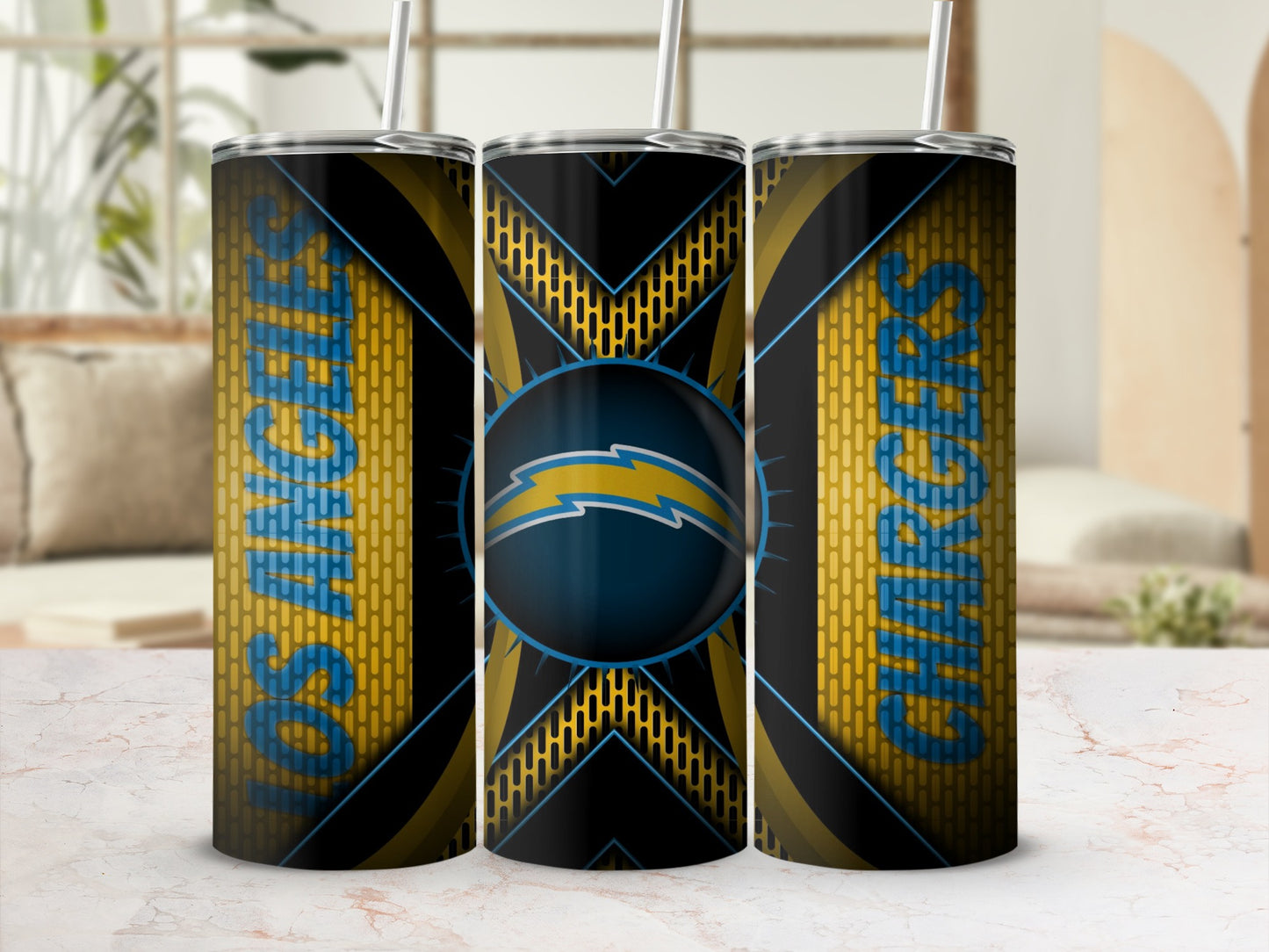 Chargers Logo Abstract Design Los Angeles Chargers Tumblers