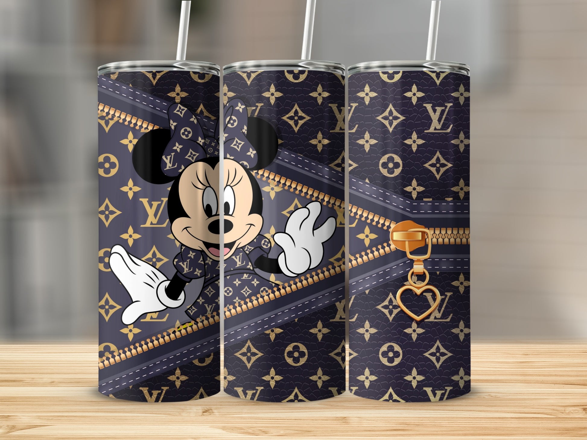 Stylish Mickey Mouse and LV Pattern Tumbler Cup