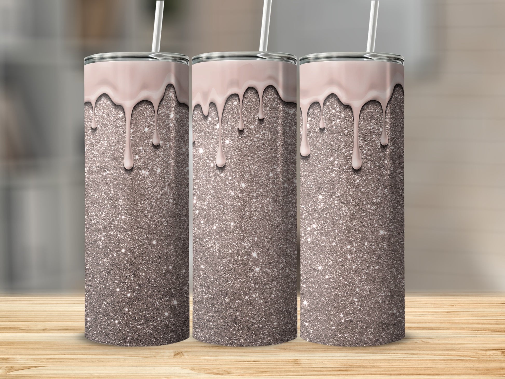 Sparkling Drip Glitter Tumbler with Straw product