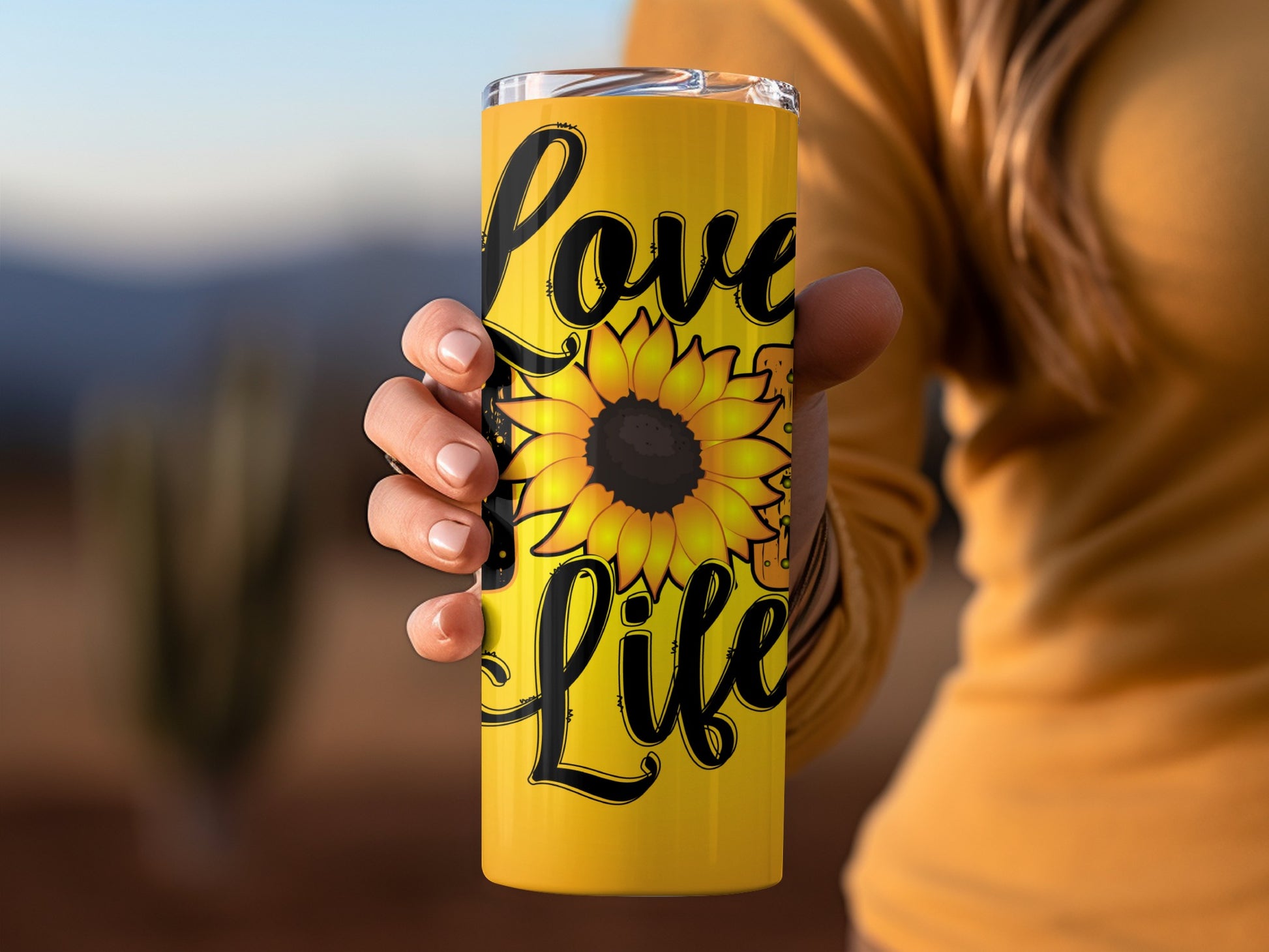 Love Life Sunflower Yellow Insulated Tumbler Cup