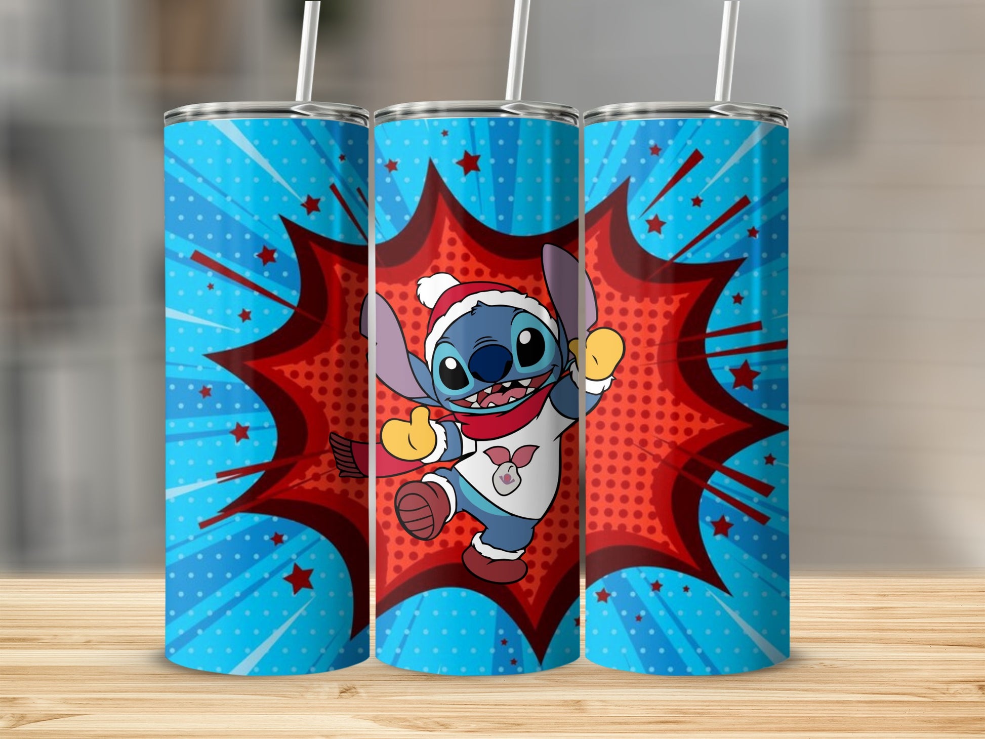 Festive Stitch Tumbler with Red and Blue Design