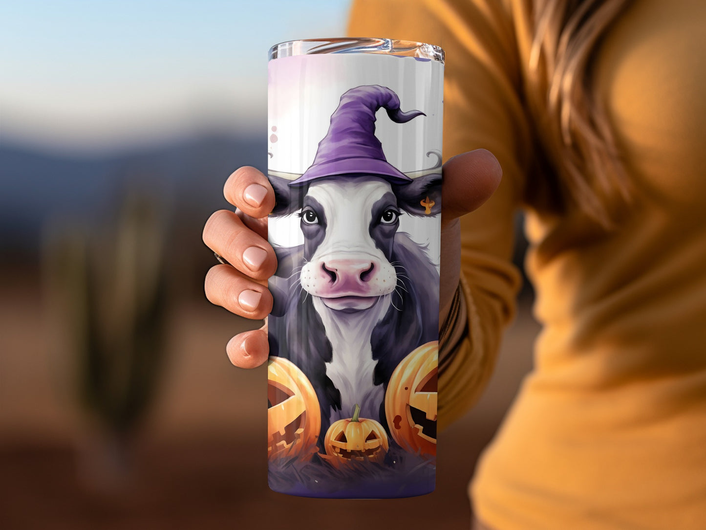 Halloween Cow with Pumpkins Tumbler Halloween Drinkware