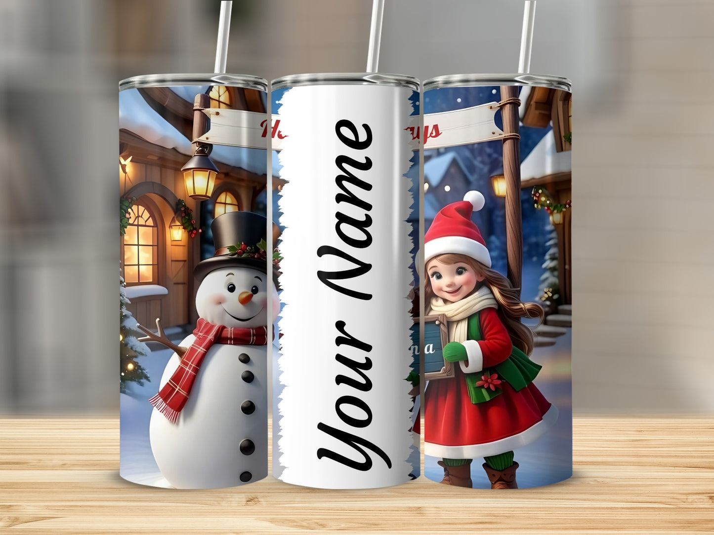 Personalized Christmas Themed Tumbler Holiday Gift