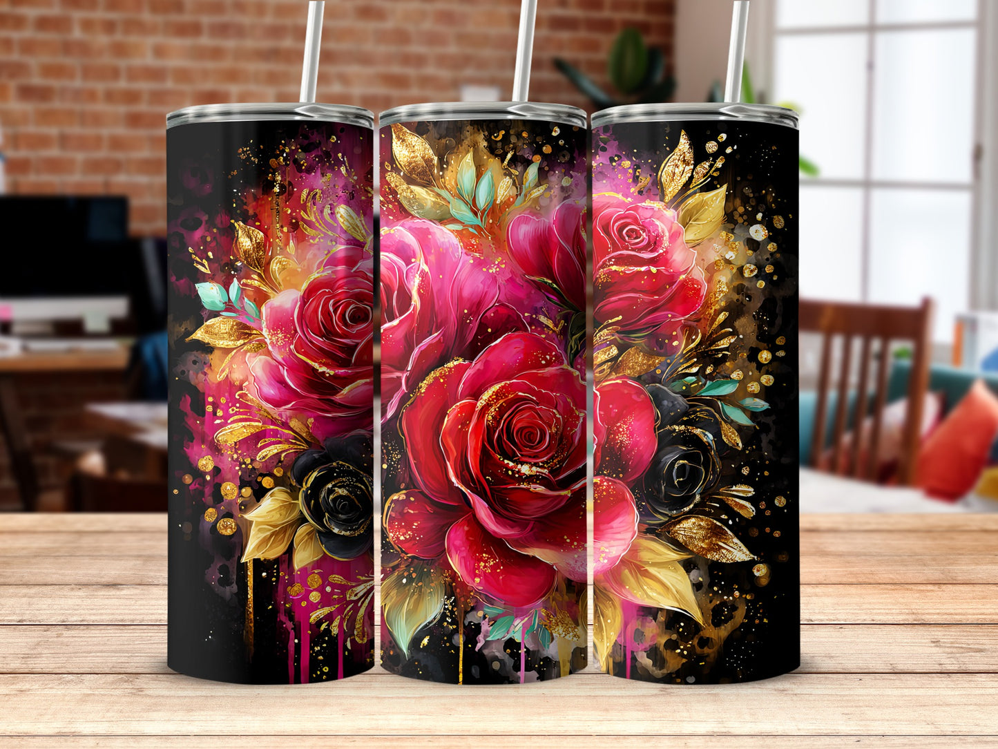Beautifully Crafted Tumbler with Vibrant Floral Design