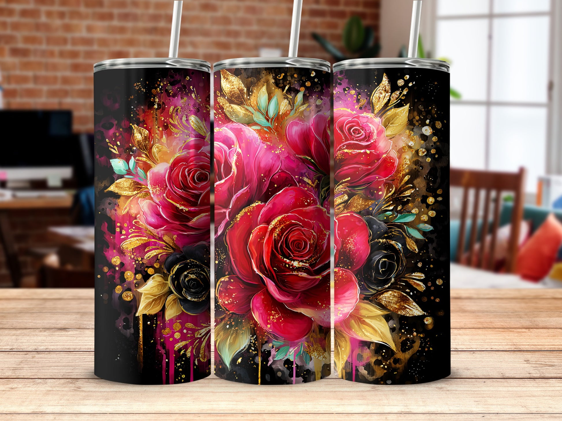 Beautifully Crafted Tumbler with Vibrant Floral Design