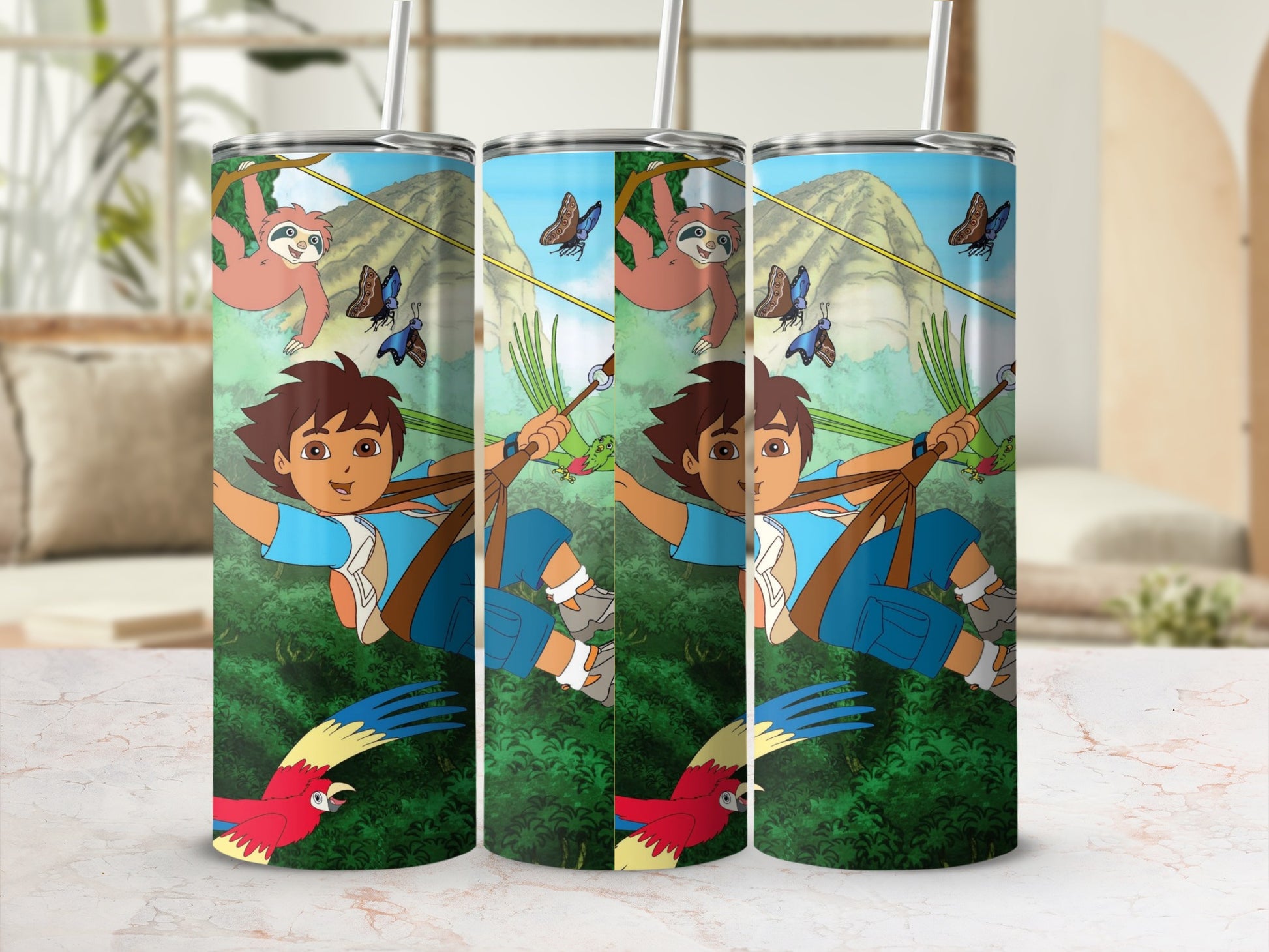 Colorful Adventure Cartoon Characters Tumbler Cup