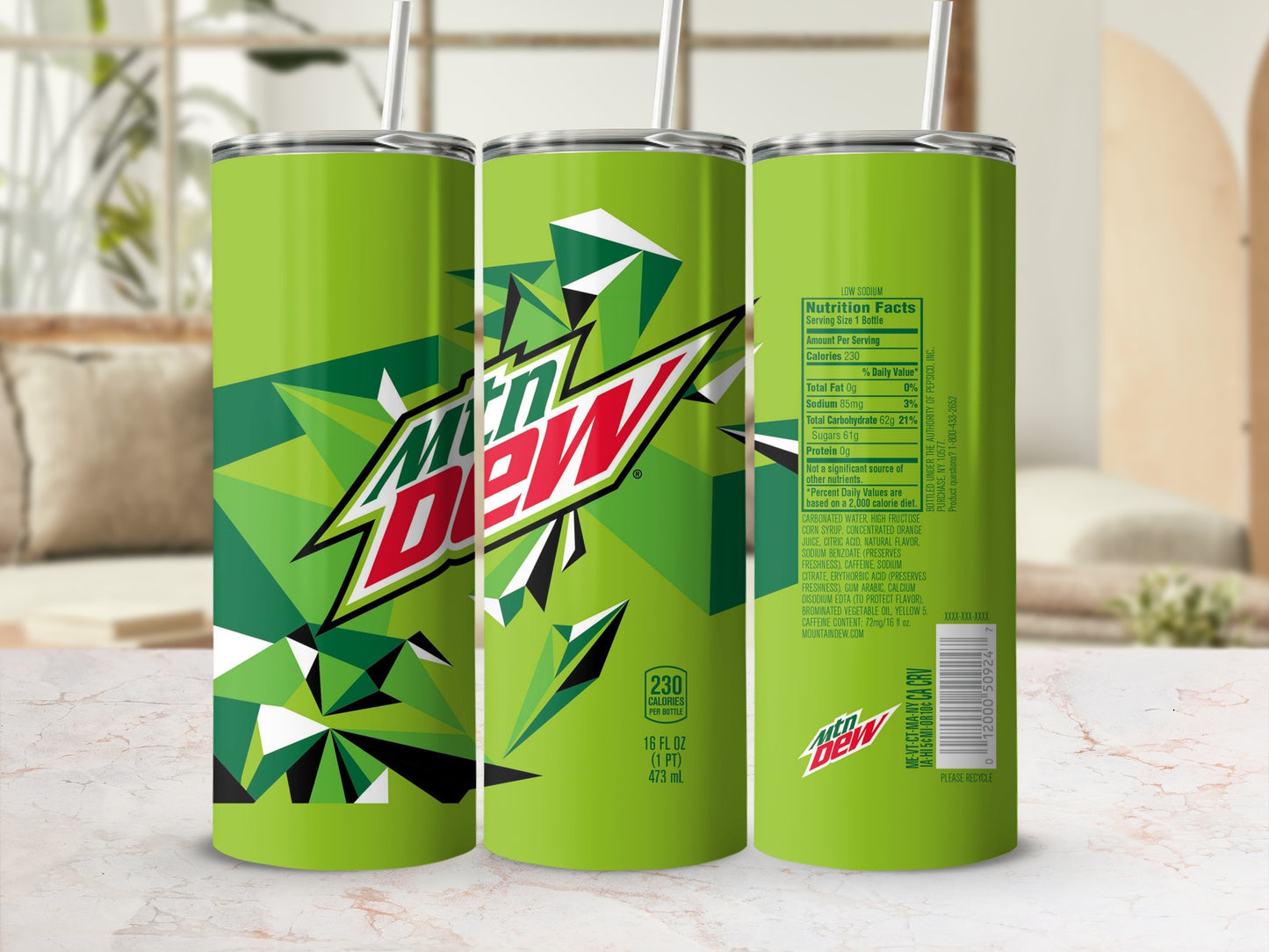 Mtn Dew Mountain Dew Geometric Green Tumbler product type