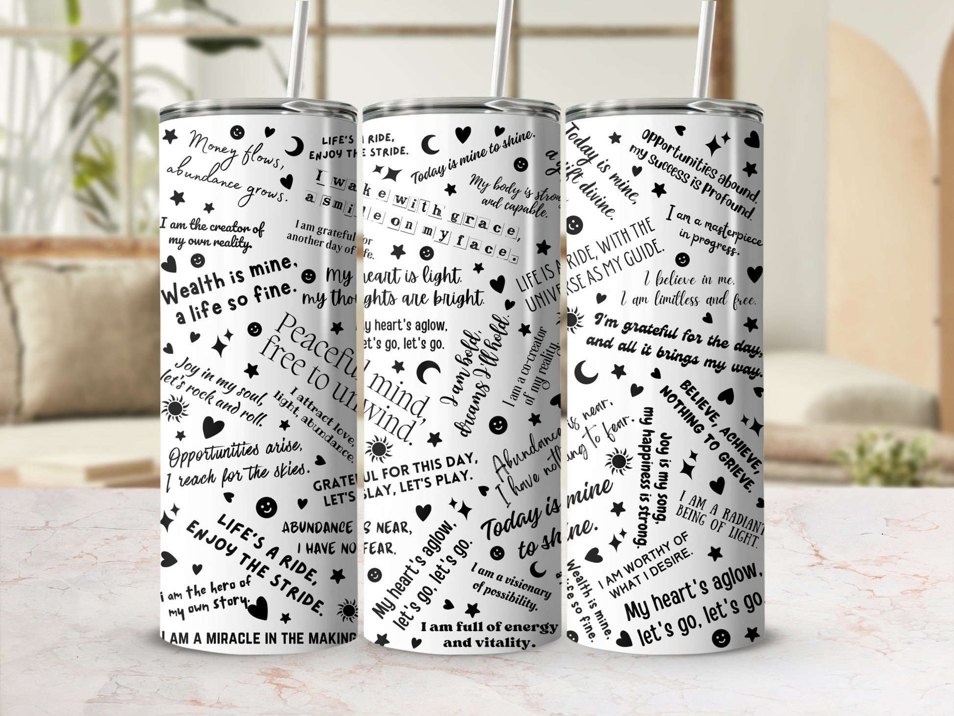 Positive Affirmations Motivational Words Design Tumbler