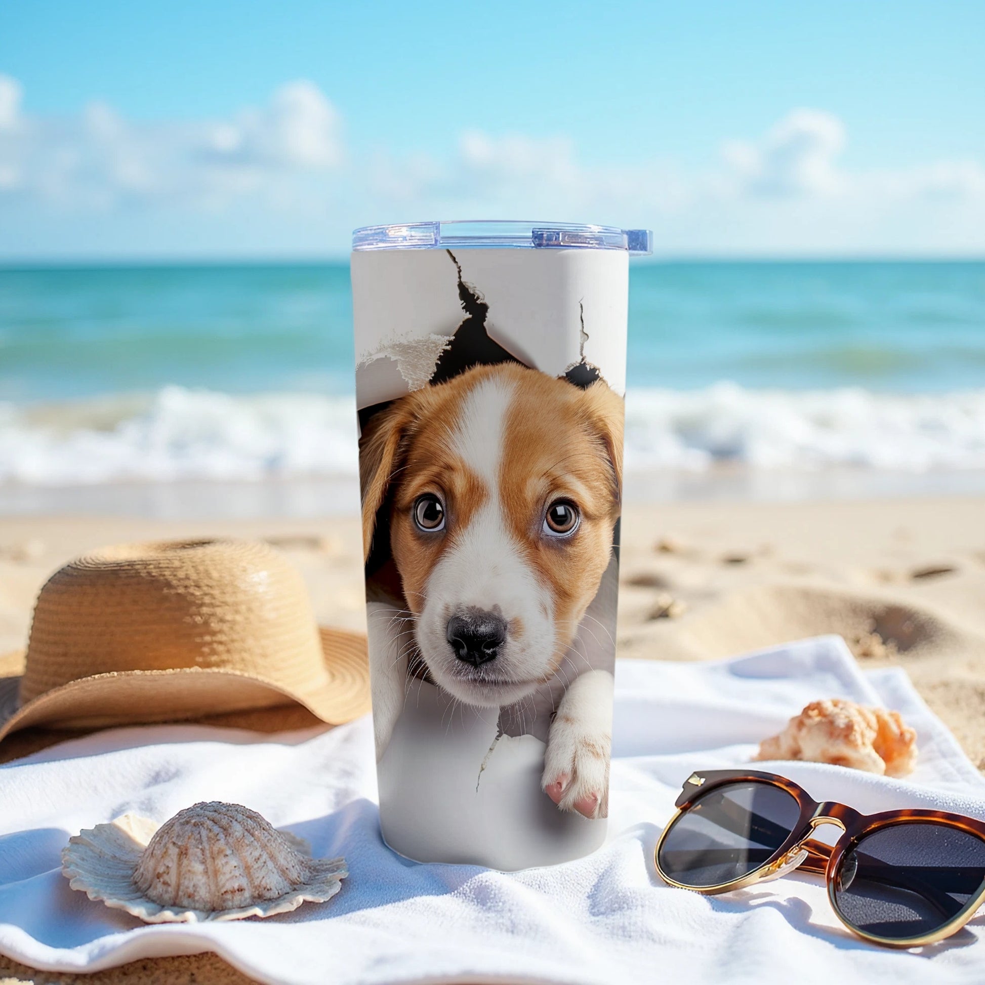 Cute Puppy Tumbler Beach Ocean Travel Drinkware product type