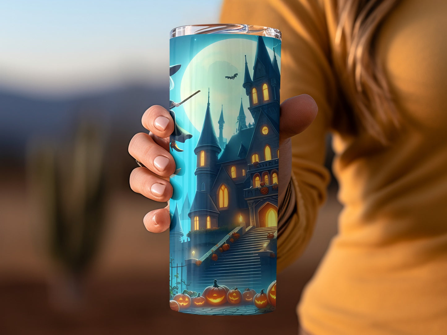 Spooky Halloween Haunted House Tumbler Design