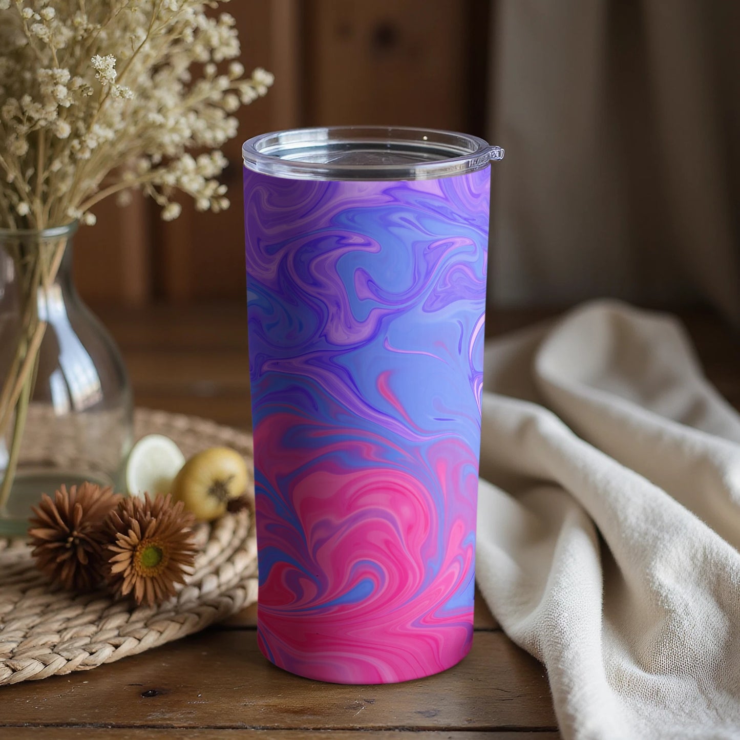 Purple and Pink Swirled Tumbler for Beverage Lovers