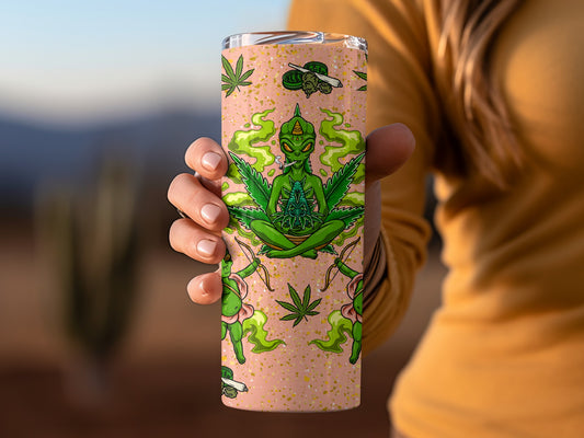 Alien Weed Art Tumbler with Unique Detailed Design