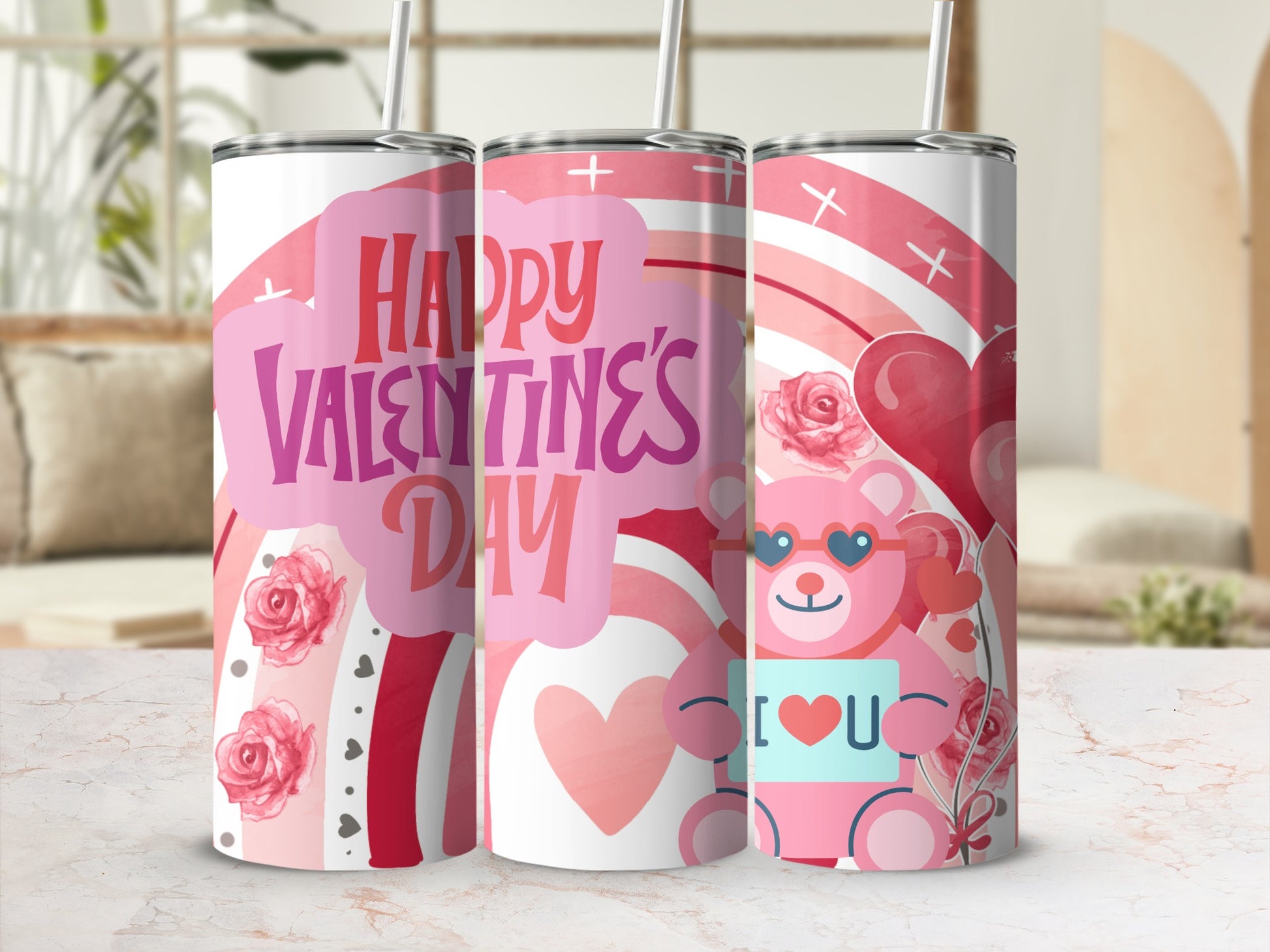 Happy Valentine's Day Valentine's Tumbler 3-Pack