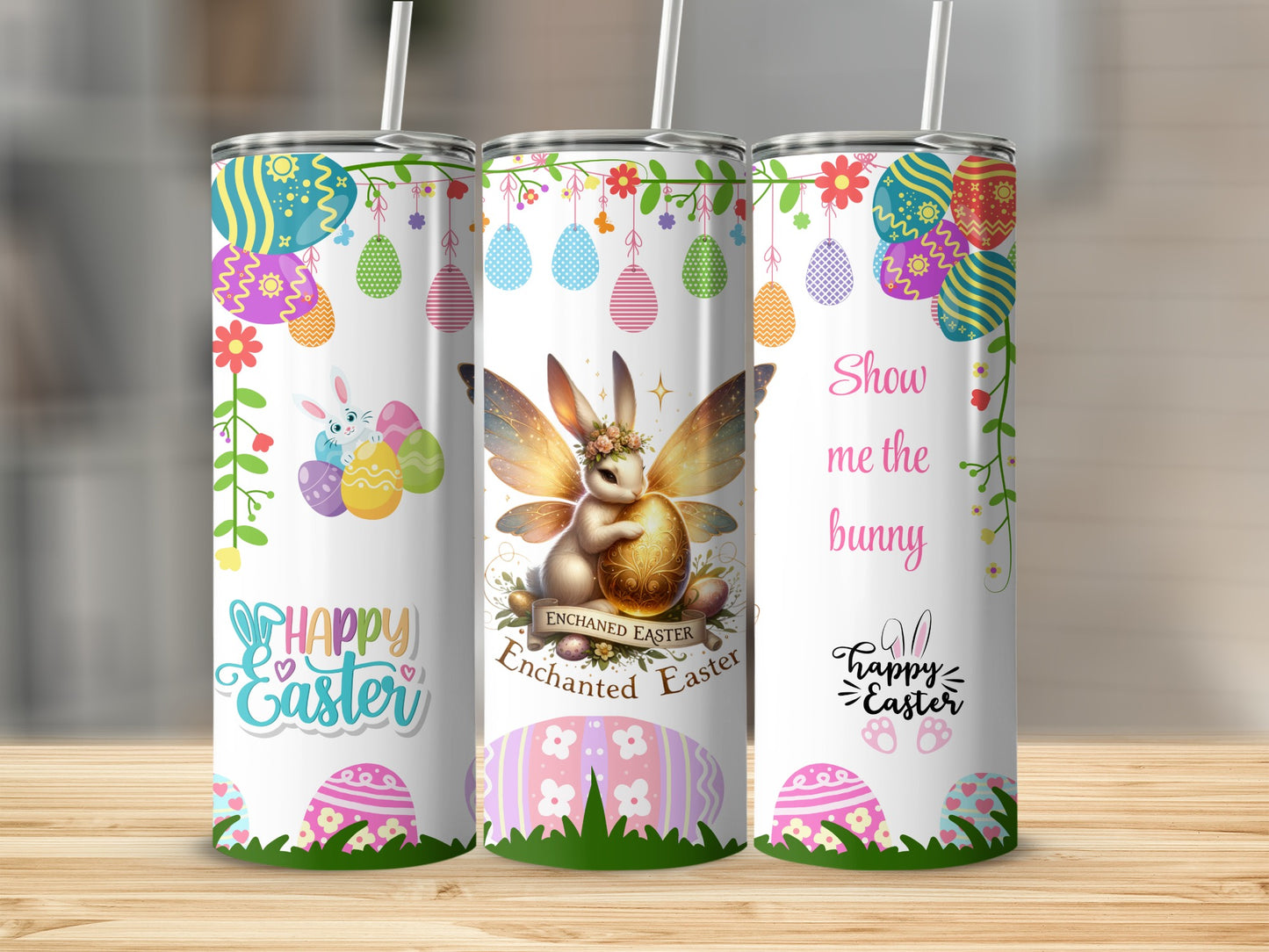 Happy Enchanted Easter Bunny Tumblers For Spring