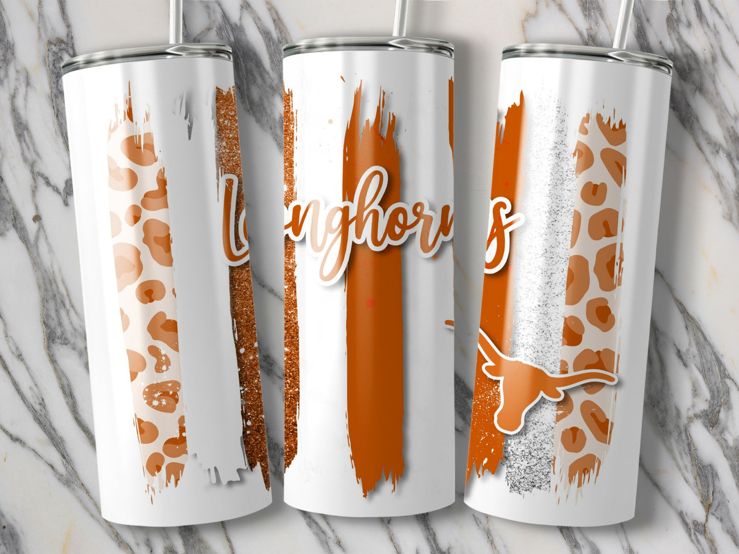 Longhorns with Steer Head Orange Brushstrokes Tumblers