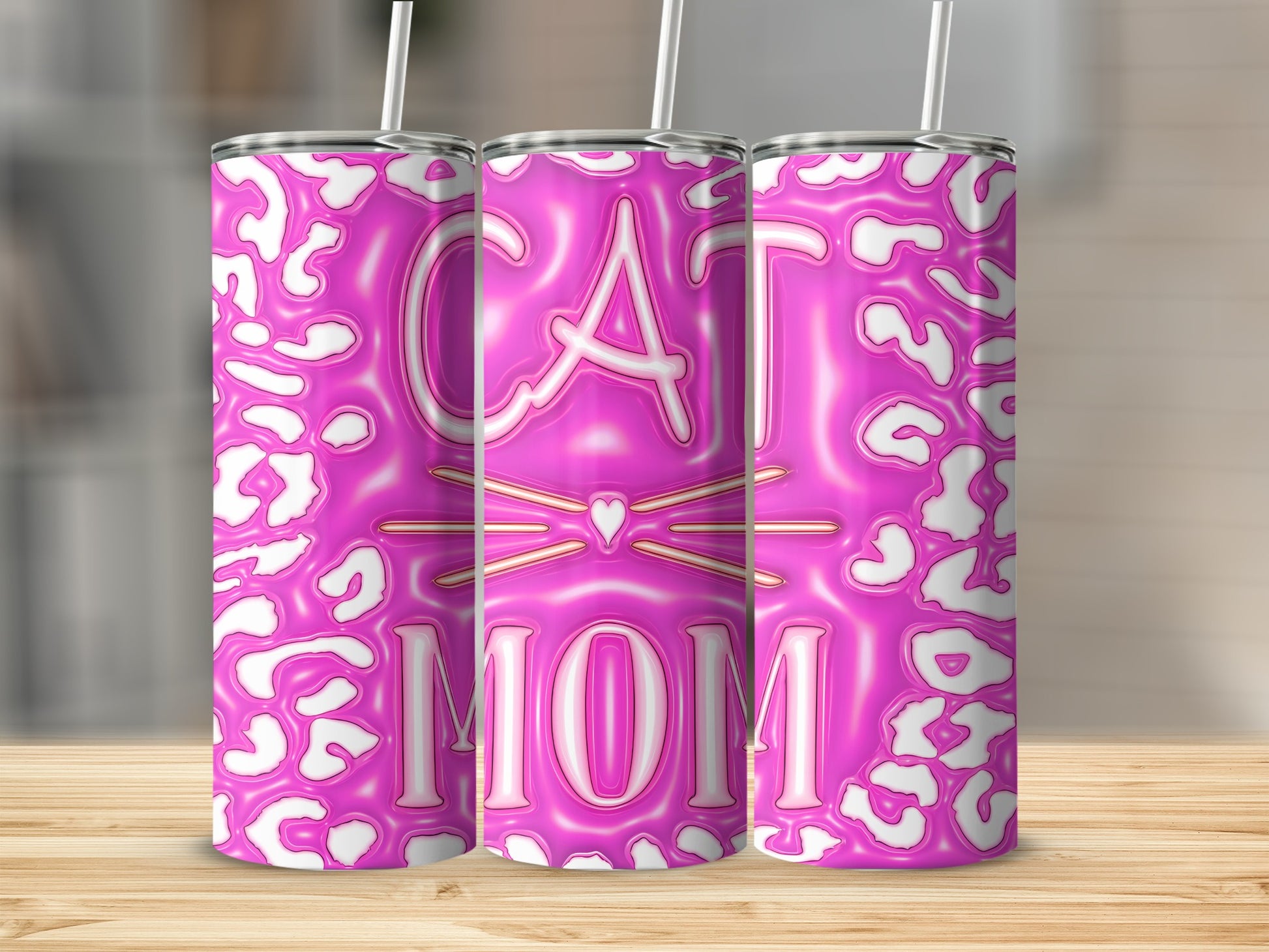 Pink Leopard Print CAT MOM Tumbler product type