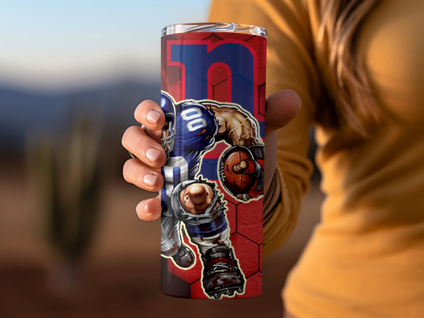 Football Player Themed Red and Blue Tumbler Product