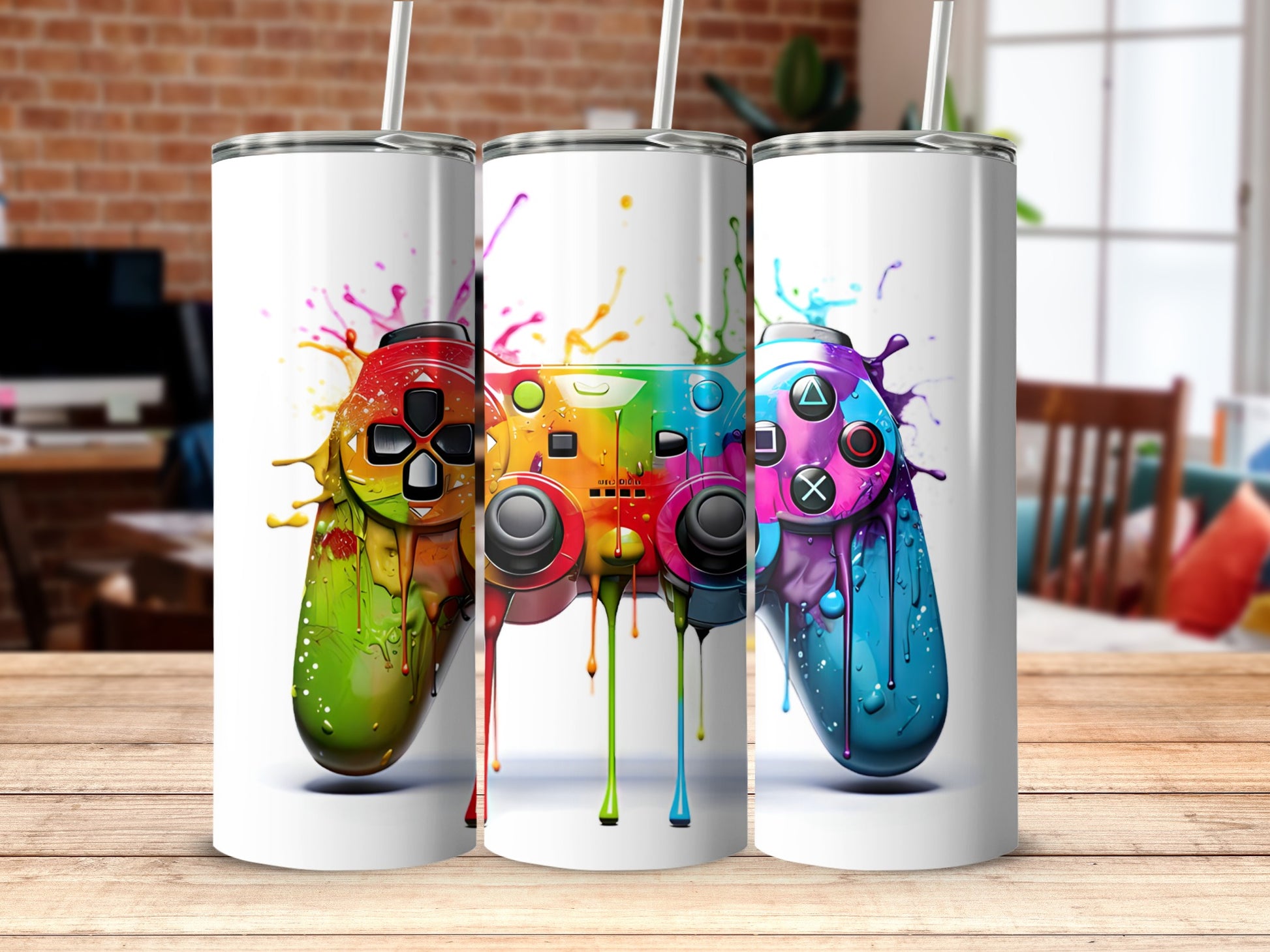 Colorful Gaming Controller Tumbler Cup Design
