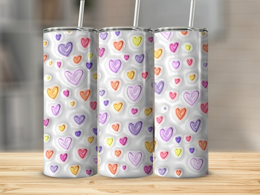 Colorful Bumpy Hearts White Pattern Tumbler product type