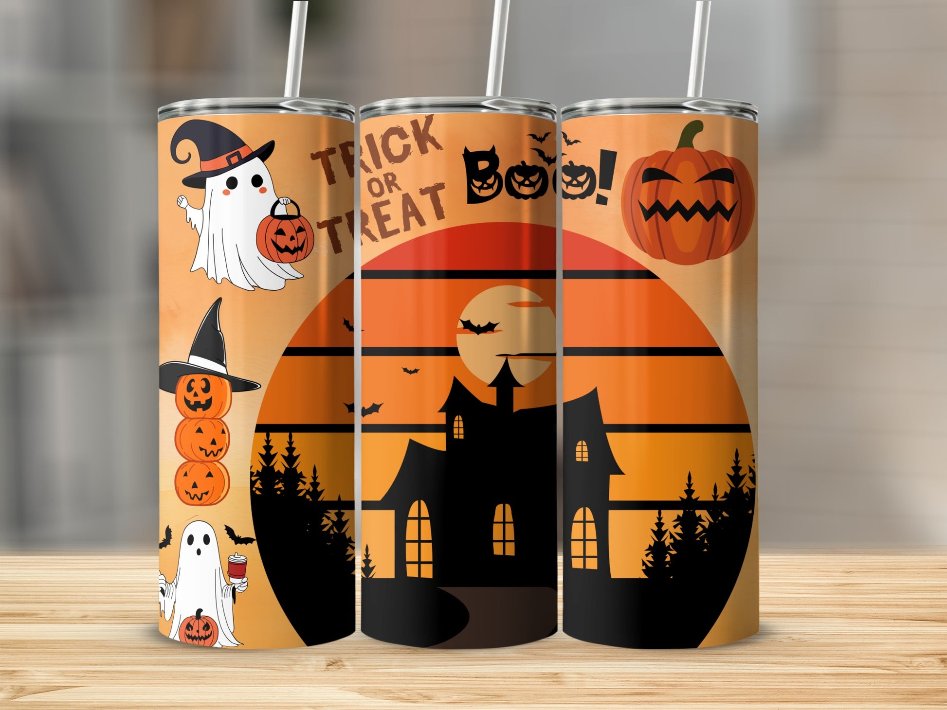 Spooky Halloween Themed Ghost Pumpkins Tumbler Product