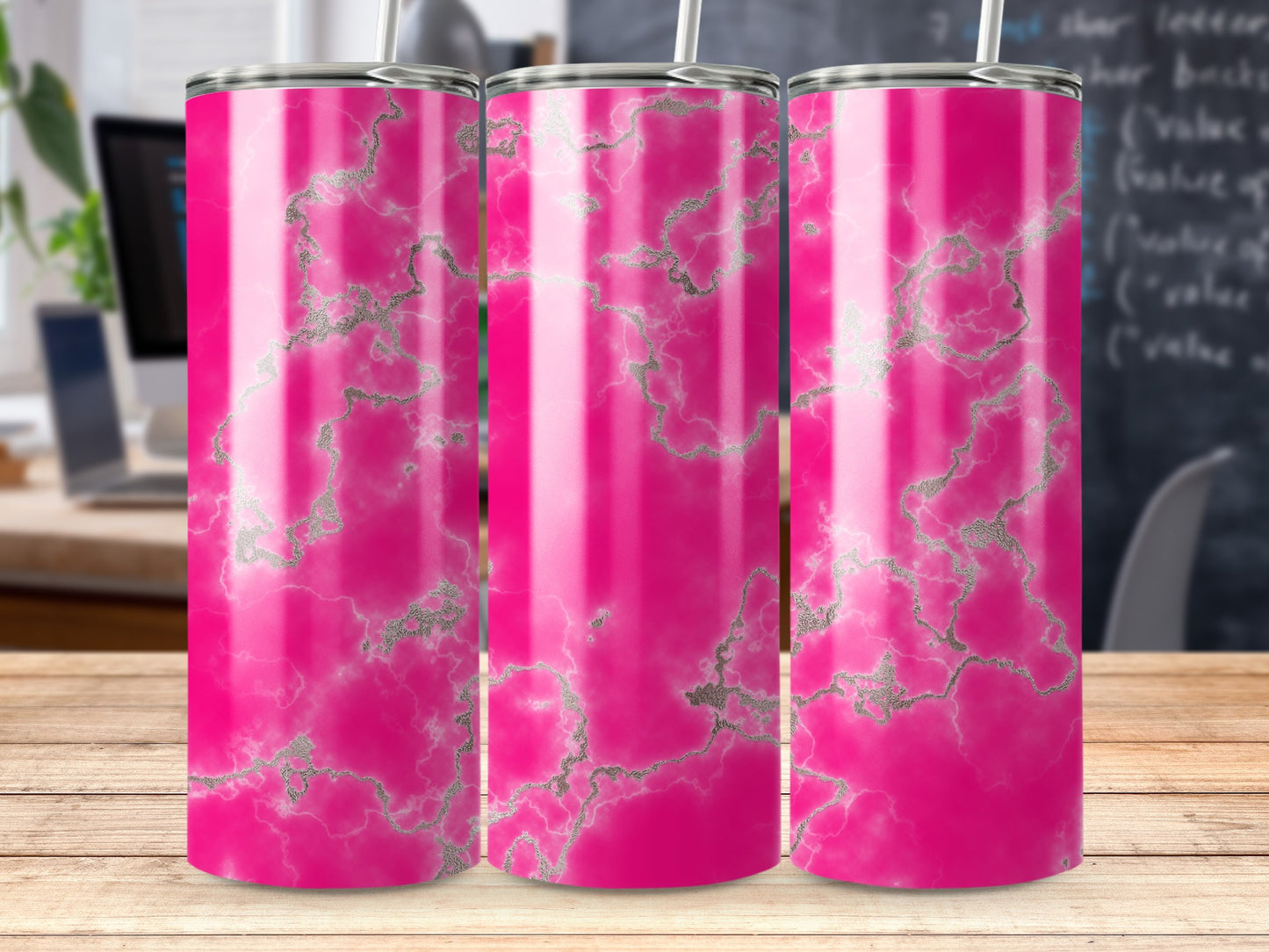 Hot Pink Silver Marble Pattern Tumbler product type
