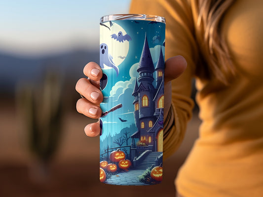 Spooky Halloween Haunted House Scene Insulated Tumbler