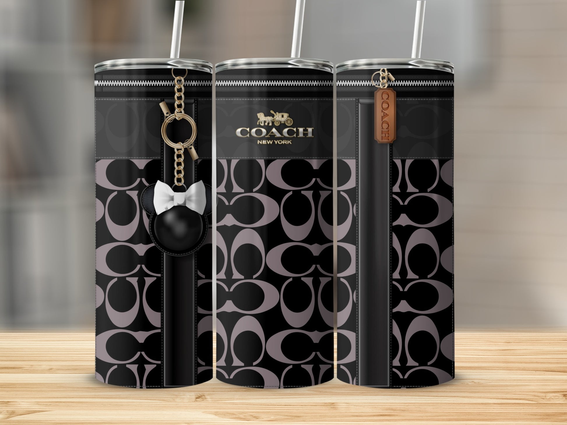 Stylish Custom Tumbler with Elegant Black Pattern Design