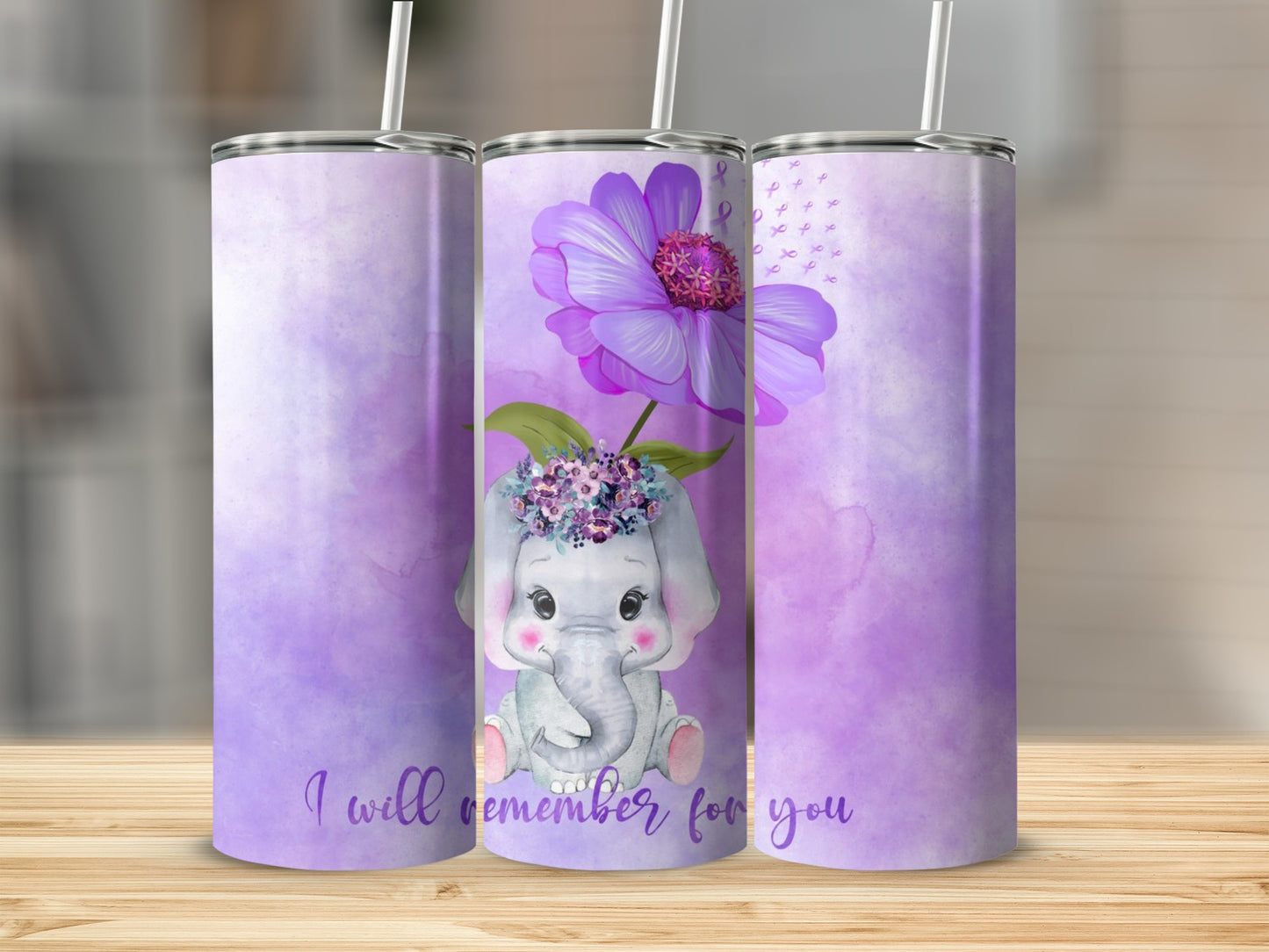 I Will Remember for You Elephant Purple Tumbler