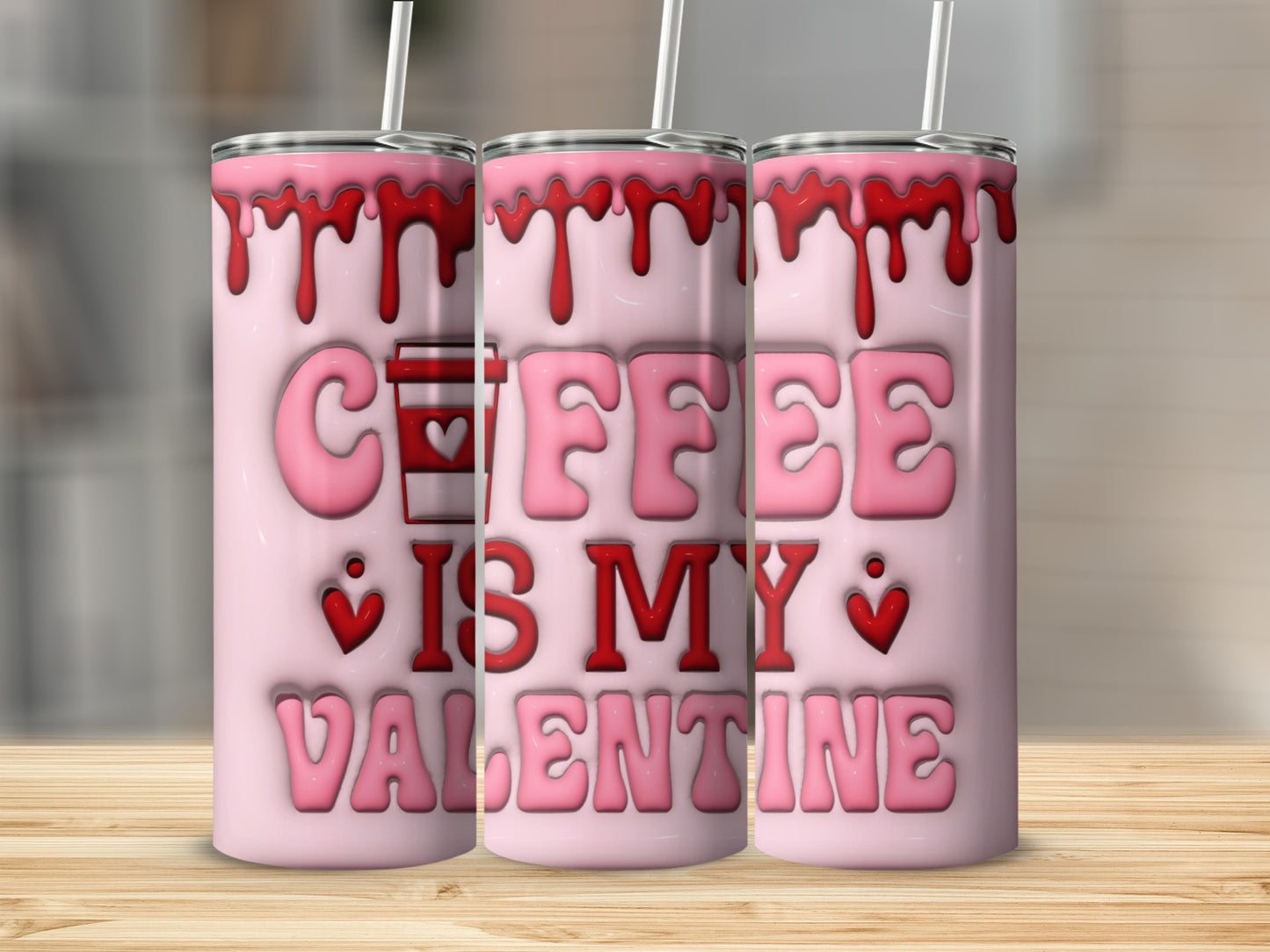 Valentine Pink Coffee Dripping Hearts Tumbler product type