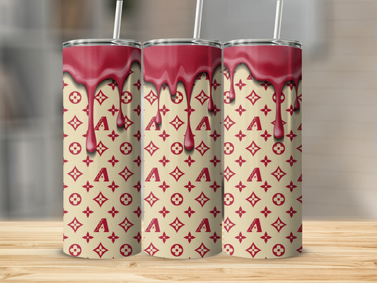 Drip Design Flowers A Letters Pattern On Background Tumblers
