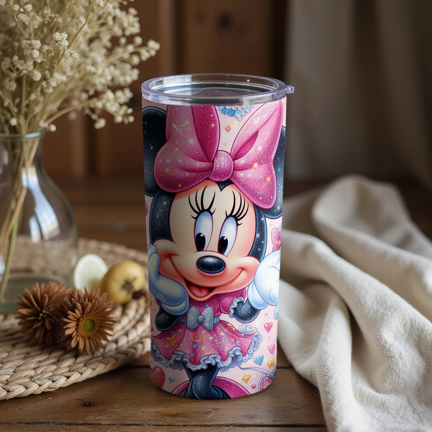 Minnie Mouse Pink Bow Custom Tumbler for Drinks Product