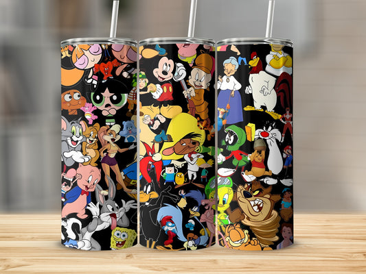 Colorful Animated Cartoon Characters Insulated Tumbler