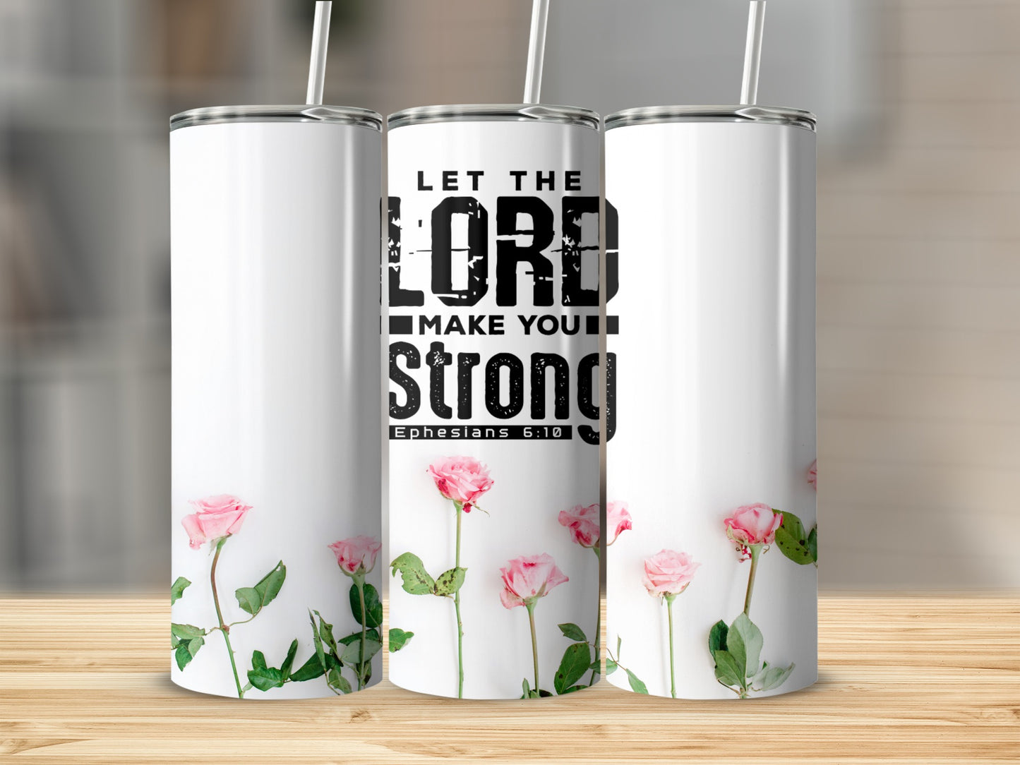 Christian Floral Print Insulated Tumbler