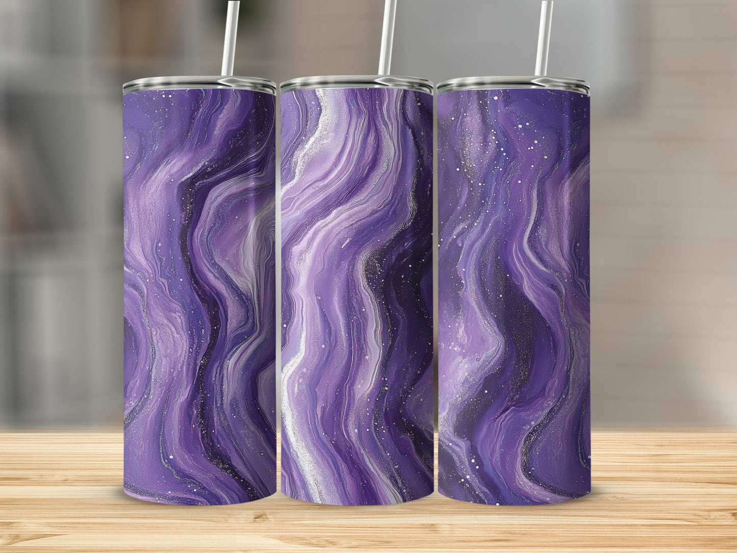 Dreamy Lavender Abstract Liquid Art Design Tumblers