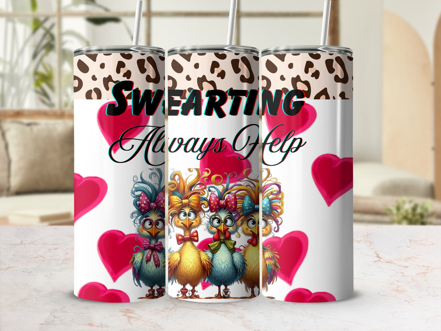 Swearing Always Helps Colorful Cartoon Bird Tumbler