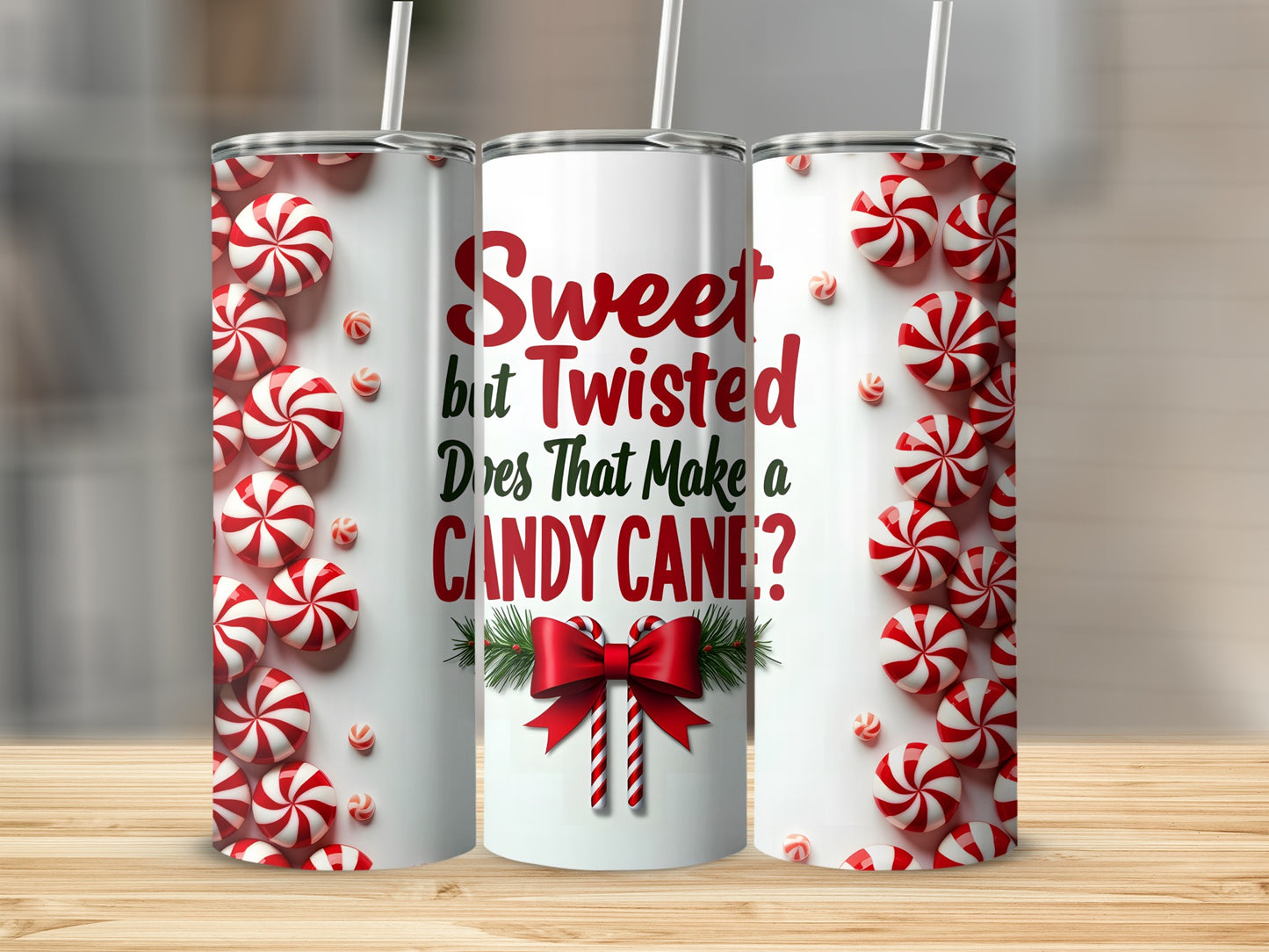 Sweet But Twisted Candy Cane Design Tumbler