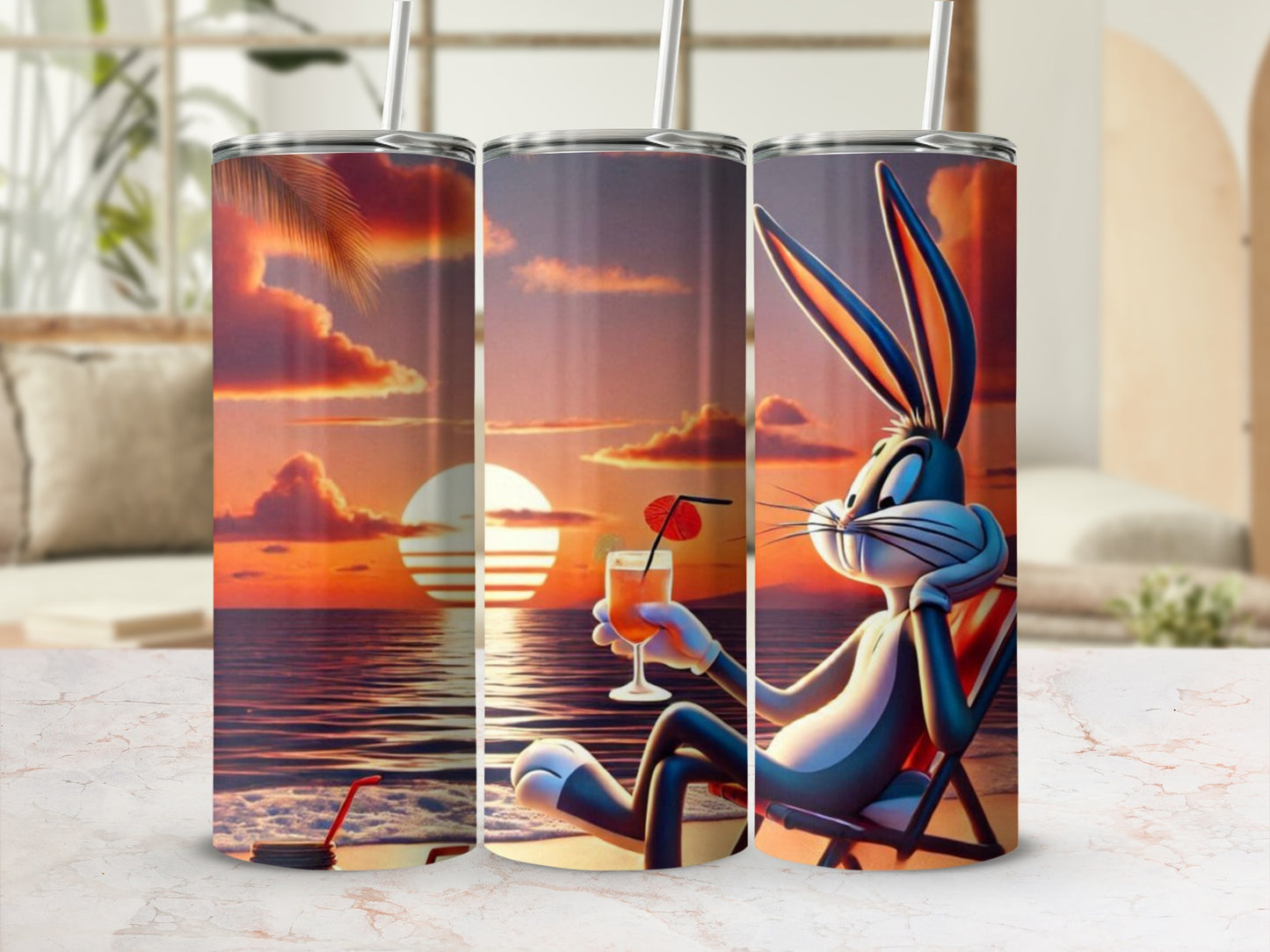 Tropical Sunset Vibes Cartoon Character Design Tumbler
