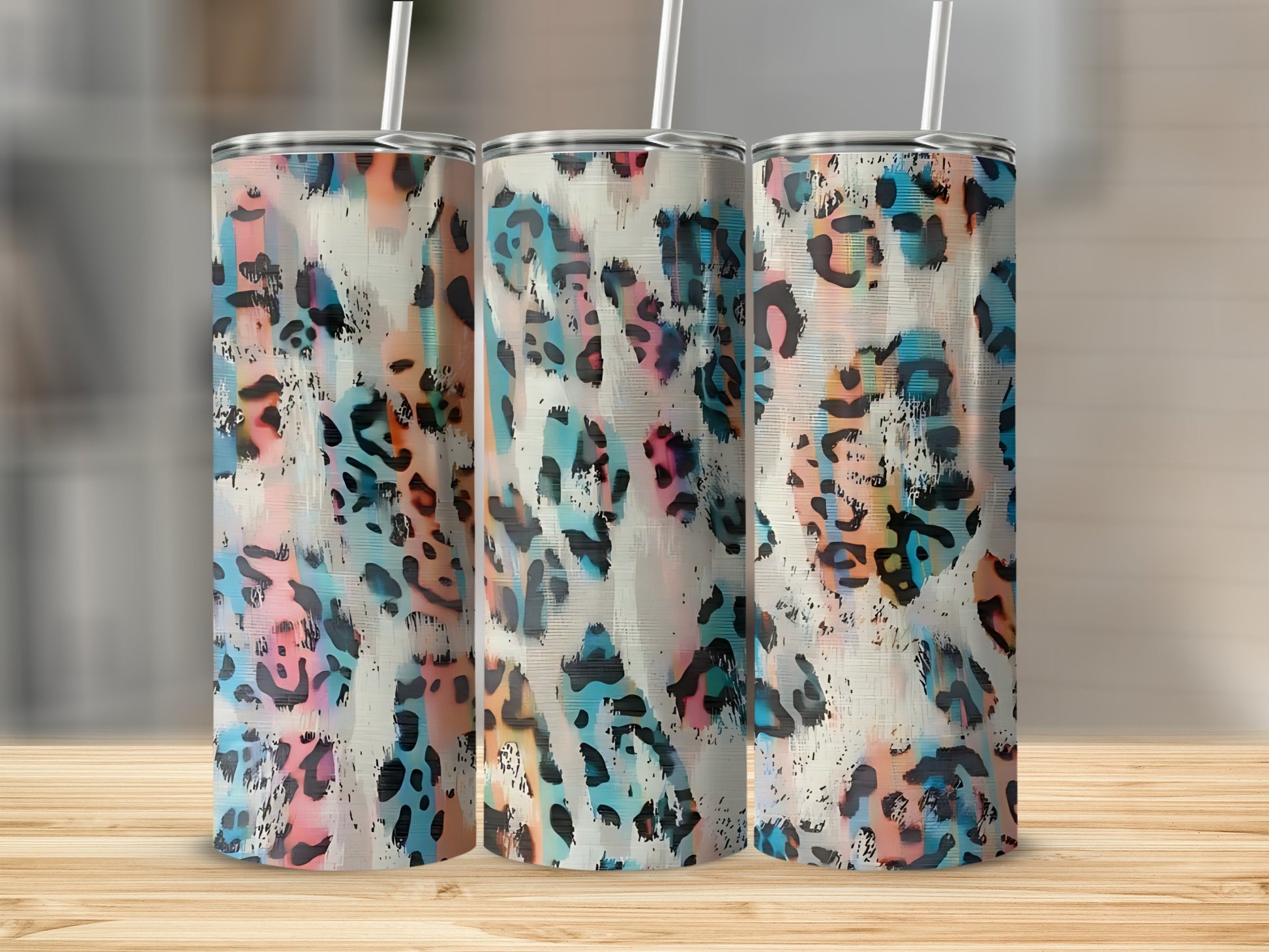 Abstract Colorful Animal Print Insulated Tumbler Cup