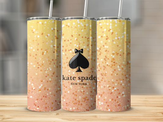 Kate Spade Inspired  New York Glitter Design Brand Logo Tumblers