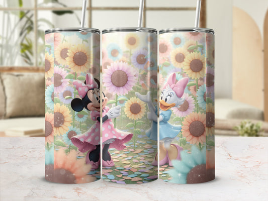 Enchanting Sunflower Characters Tumbler for Kids and Fans