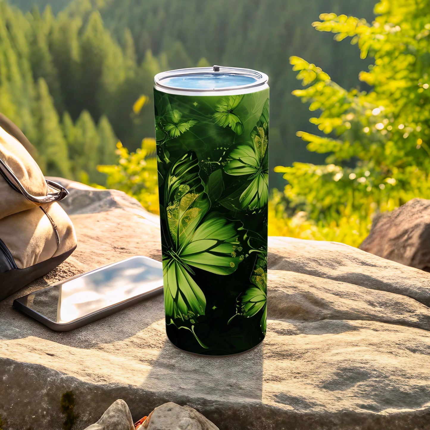 Green Butterfly Forest Design Elegant Tumbler product type