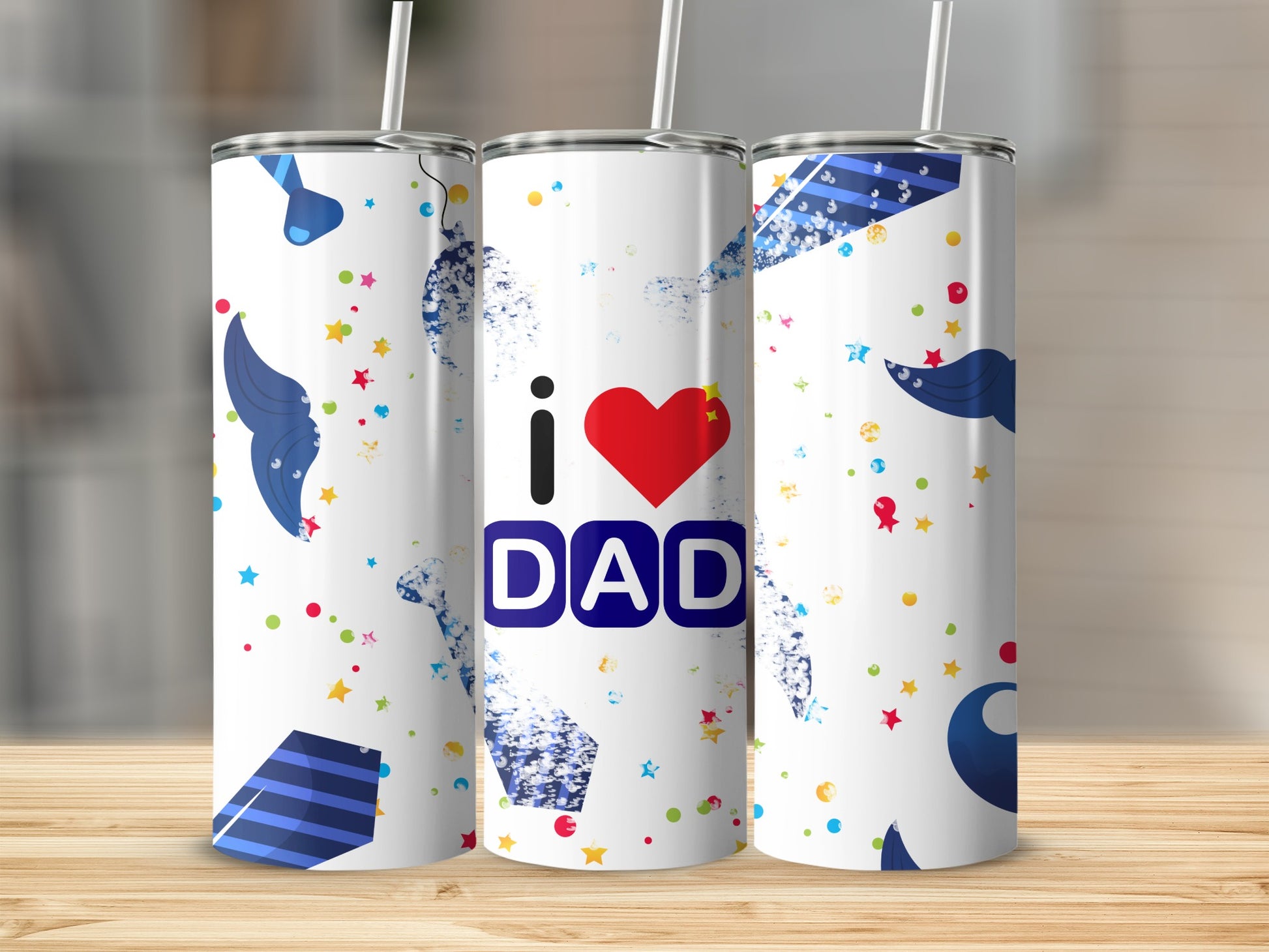 I Heart Dad Colorful Confetti Design Tumbler