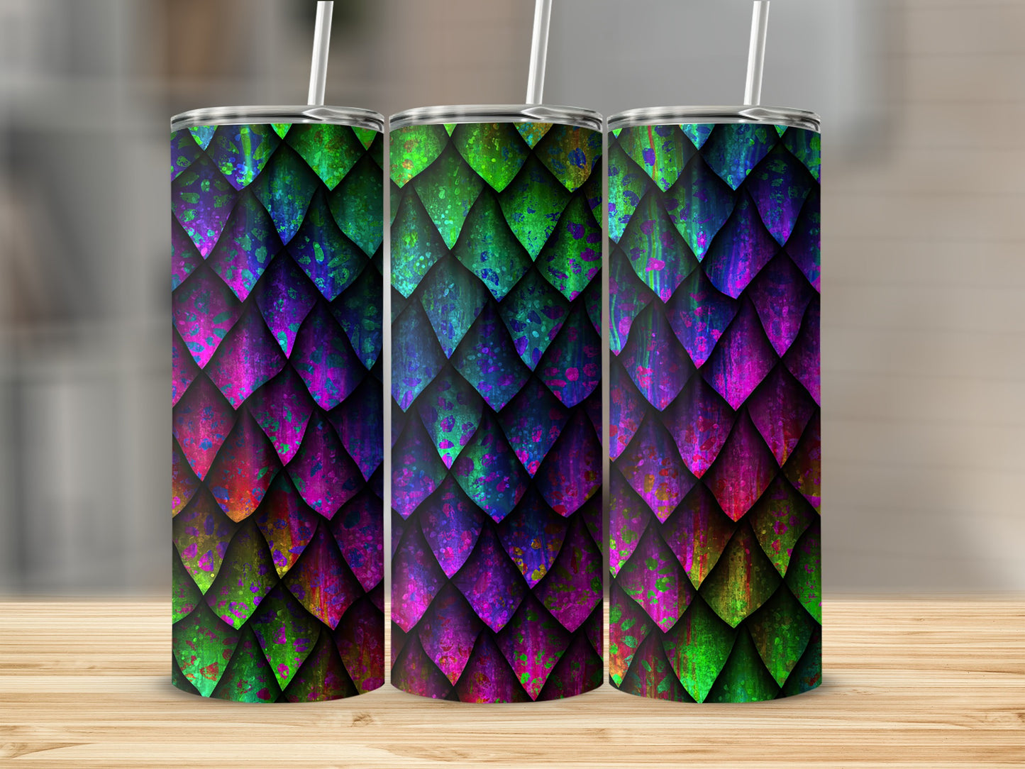 Colorful Dragon Scales Seamless Texture Background Tumblers
