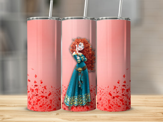 Red Hair Character with Blue Dress Patterned Tumbler