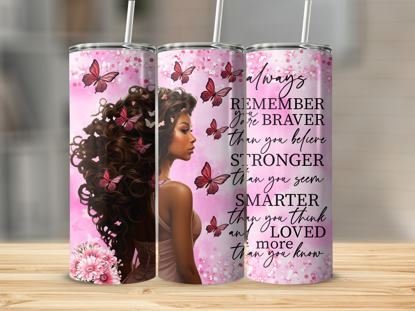 Inspirational Butterfly and Floral Design Tumbler